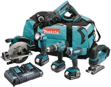 Makita DLX6068PT 18V Li-ion LXT 6 Piece Combo Kit complete with 3 x 5.0 Ah Li-ion Batteries and Charger supplied in a Heavy Duty Tool Carry Bag