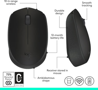 Buy Logitech,Logitech M171 Wireless Mouse – 2.4GHz with USB Receiver, Optical Tracking, 12-Month Battery, Ambidextrous Design – Black - Gadcet UK | UK | London | Scotland | Wales| Near Me | Cheap | Pay In 3 | Keyboard & Mouse
