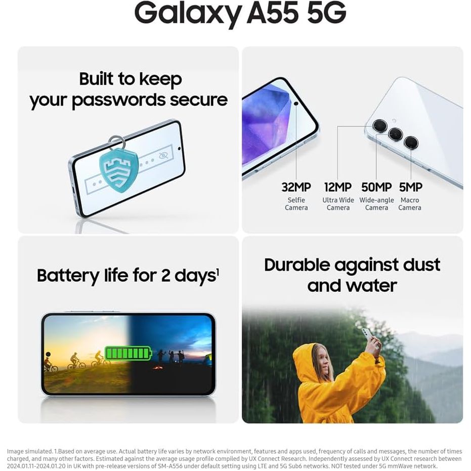 Buy Samsung,Samsung Galaxy A55 5G - 256GB, 12GB RAM, Dual-SIM, Unlocked Smartphone - Awesome Lilac - Gadcet UK | UK | London | Scotland | Wales| Near Me | Cheap | Pay In 3 | Unlocked Mobile Phone