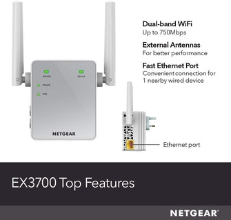 Buy NETGEAR,NETGEAR WiFi Booster Range Extender | WiFi Extender Booster | WiFi Repeater Internet Booster | Covers up to 1000 sq ft and 15 devices | AC750 (EX3700) - Gadcet UK | UK | London | Scotland | Wales| Ireland | Near Me | Cheap | Pay In 3 | Network Cards & Adapters