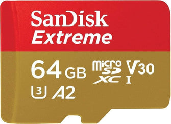 Buy Sandisk,SanDisk Extreme 64 GB microSDXC Memory Card + SD Adapter with A2 App Performance + Rescue Pro Deluxe, Up to 160 MB/s, Class 10, UHS-I, U3, V30, Red/Gold - Gadcet UK | UK | London | Scotland | Wales| Near Me | Cheap | Pay In 3 | Flash Memory Cards