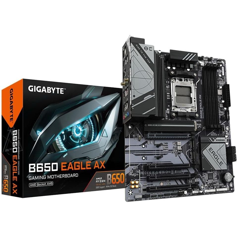 Buy Gigabyte,Gigabyte B650 EAGLE AX Motherboard for AMD Ryzen 7000, 12+2+2 VRM, DDR5 7600MHz OC, PCIe 5.0/4.0 M.2, Wi-Fi 6E, GbE LAN, USB 3.2 Gen2 - Gadcet UK | UK | London | Scotland | Wales| Near Me | Cheap | Pay In 3 | Motherboards