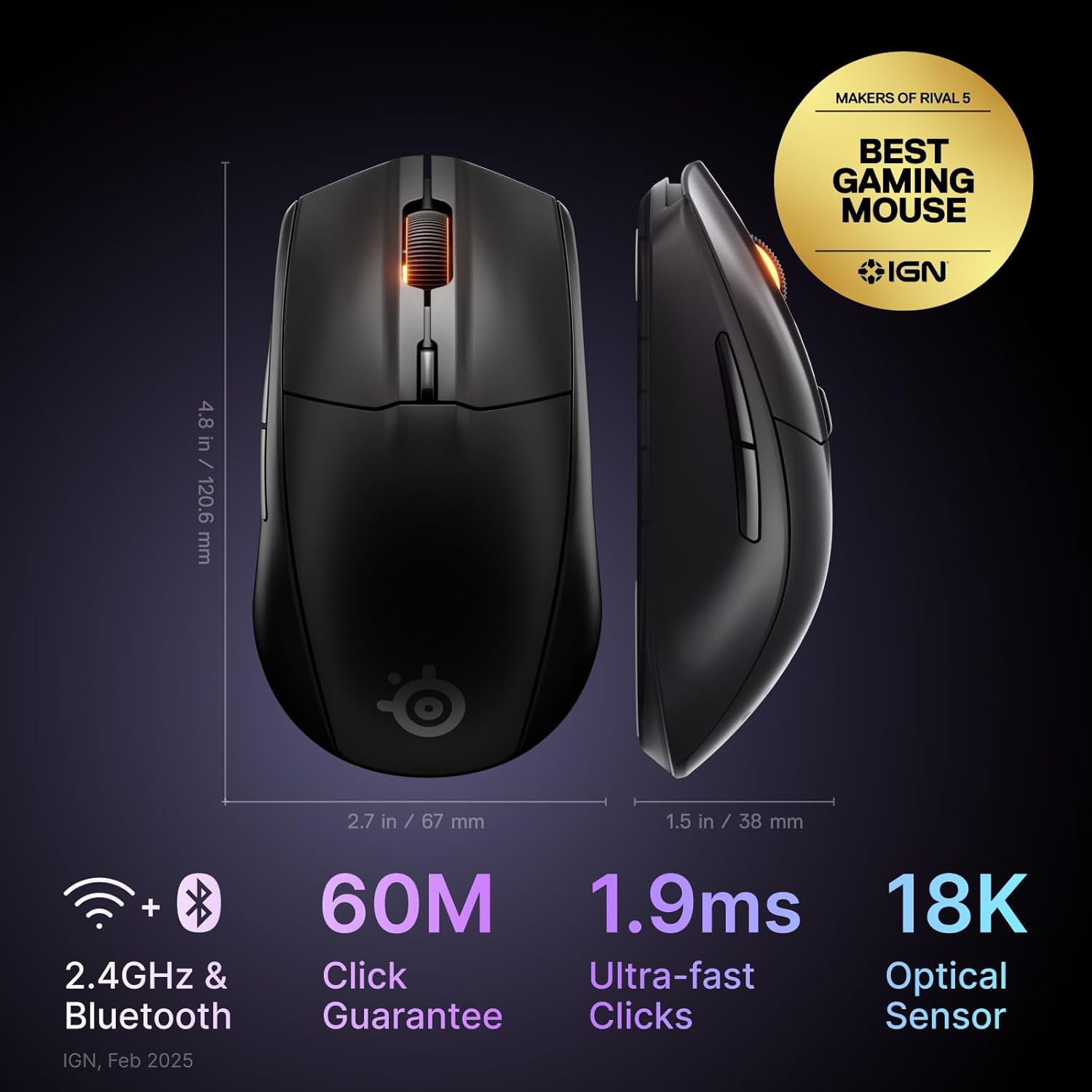 Buy SteelSeries,SteelSeries Rival 3 Wireless Gen 2 Gaming Mouse – 2.4GHz & Bluetooth, 18,000 DPI TrueMove Air Sensor – Black - Gadcet UK | UK | London | Scotland | Wales| Near Me | Cheap | Pay In 3 | Mice & Trackballs