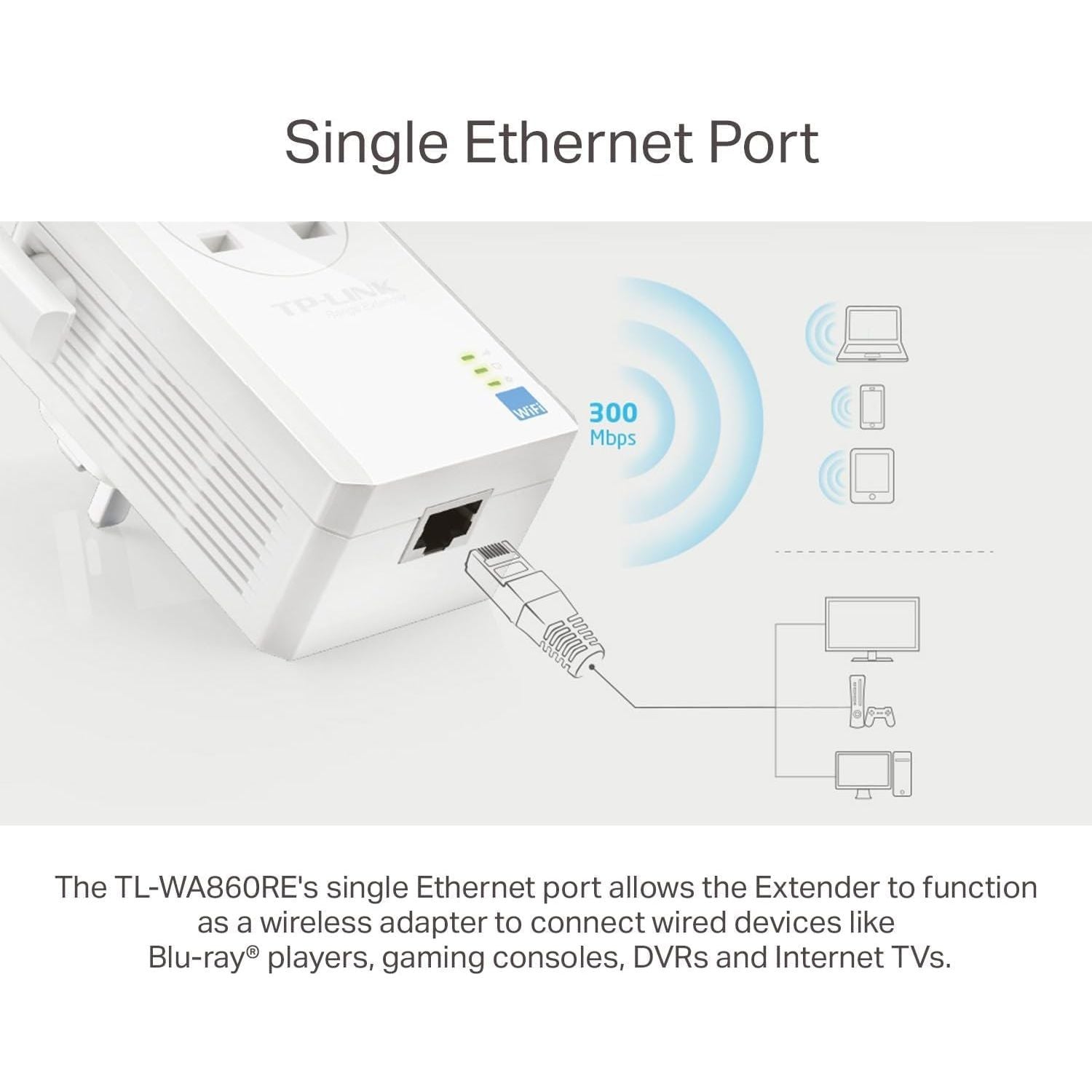 Buy TP-Link,TP-Link TL-WA860RE WiFi Extender Booster – N300Mbps with Passthrough Socket & Ethernet Port - Gadcet UK | UK | London | Scotland | Wales| Near Me | Cheap | Pay In 3 | Network Cards & Adapters