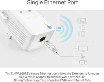TP-Link TL-WA860RE WiFi Extender Booster – N300Mbps with Passthrough Socket & Ethernet Port