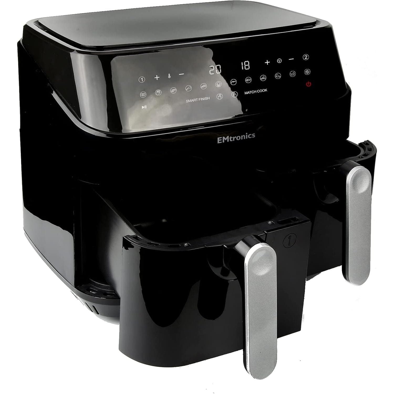 Buy EMtronics,EMtronics EMDAF9LD Dual Air Fryer Extra Large Family Size Double XL 9 Litre Digital with 12 Pre-Set Menus for Oil Free & Low Fat Healthy Cooking, 60-Minute Timer - Black - Gadcet UK | UK | London | Scotland | Wales| Ireland | Near Me | Cheap | Pay In 3 | Kitchen Appliances