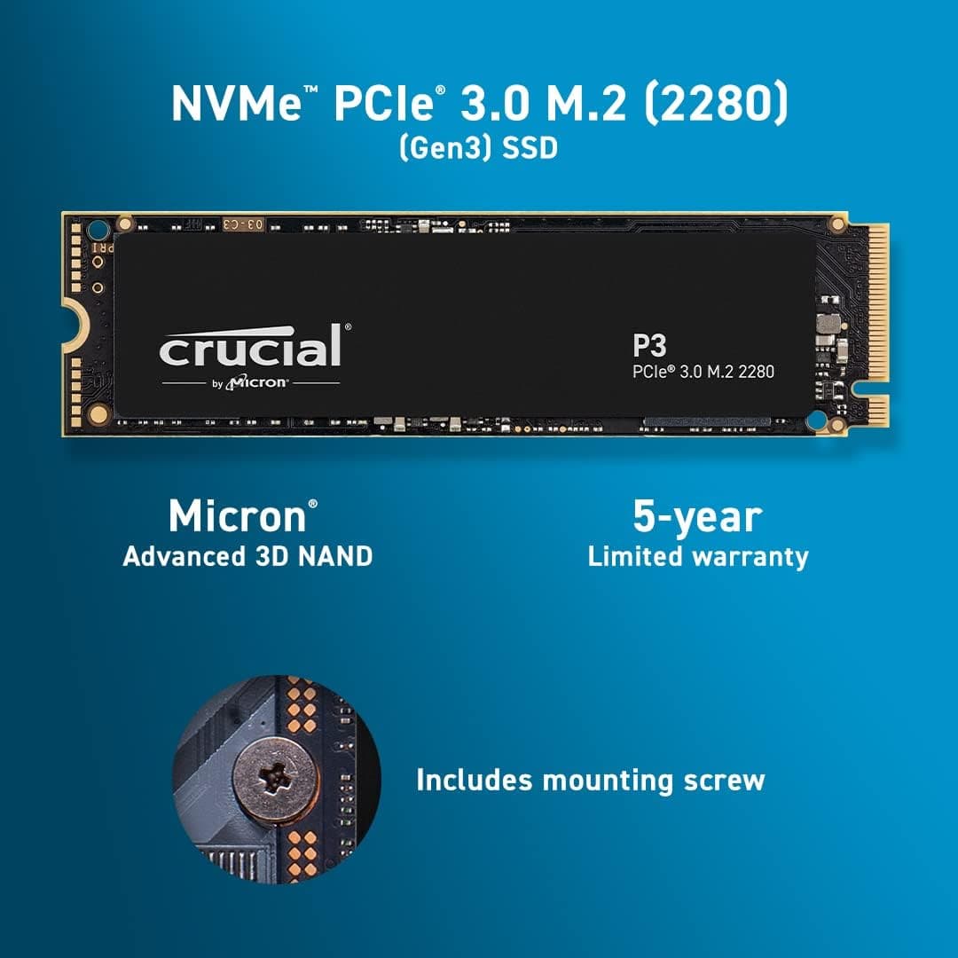 Buy Crucial,Crucial P3 500GB M.2 PCIe Gen3 NVMe Internal SSD - Up to 3500MB/s - CT500P3SSD8 - Gadcet UK | UK | London | Scotland | Wales| Near Me | Cheap | Pay In 3 | Solid State Drive