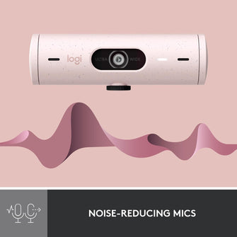 Logitech Brio 500 Full HD Webcam – Auto Light Correction, Dual Mics, Privacy Cover, USB-C, Pink