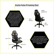 Buy BraZen Puma,Puma Ergonomic Gaming Chair for Adults – PC/Office Computer Chair with High-Back Support – Black & Green - Gadcet UK | UK | London | Scotland | Wales| Near Me | Cheap | Pay In 3 | Office Equipment