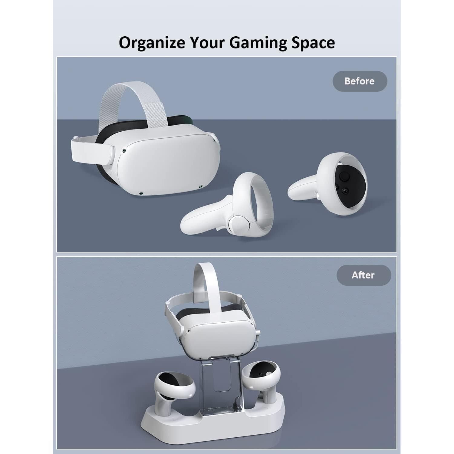 Buy NexiGo,NexiGo Enhanced Charging Dock with LED Light for Oculus Quest 2 - Gadcet UK | UK | London | Scotland | Wales| Ireland | Near Me | Cheap | Pay In 3 | Video Game Console Accessories