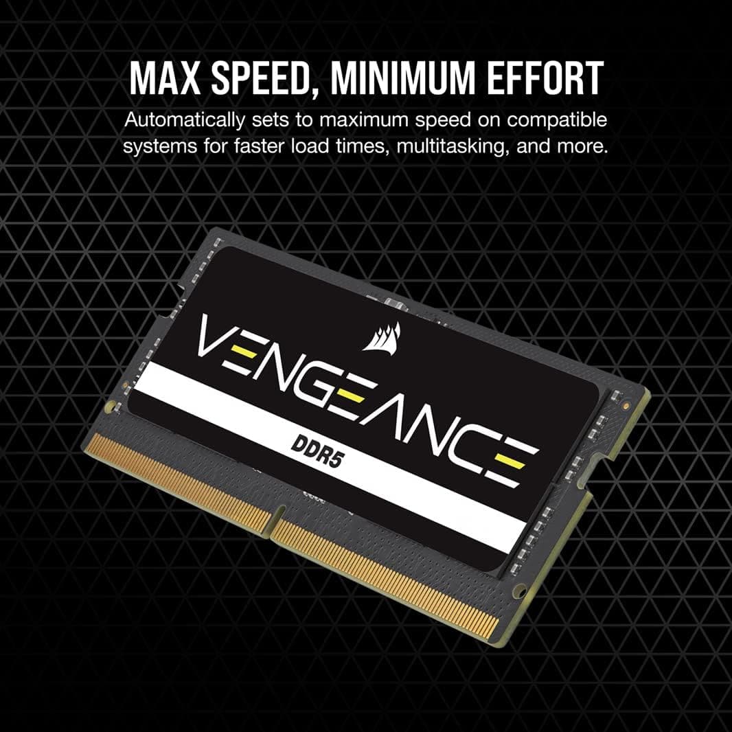 Buy CORSAIR,CORSAIR VENGEANCE SODIMM DDR5 RAM 16GB (1x16GB) 4800MHz CL40 Intel XMP iCUE Compatible Computer Memory - Black (CMSX16GX5M1A4800C40) - Gadcet UK | UK | London | Scotland | Wales| Ireland | Near Me | Cheap | Pay In 3 | Computer Components