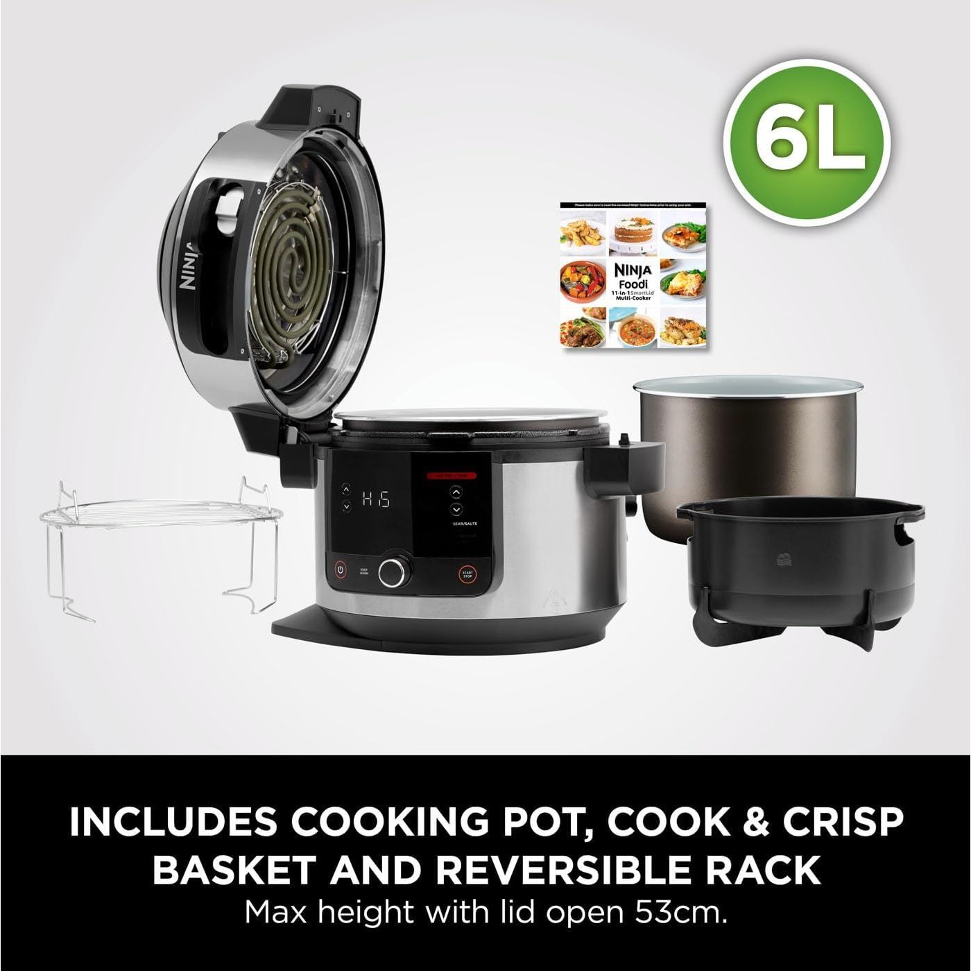 Buy Ninja,Ninja Foodi 11-in-1 SmartLid Multi-Cooker, 6L, Electric Pressure Cooker & Air Fryer, Reversible Rack, 4 Portions, Dishwasher Safe, Stainless Steel/Black (OL550UK) - Gadcet UK | UK | London | Scotland | Wales| Near Me | Cheap | Pay In 3 | Pressure Cookers