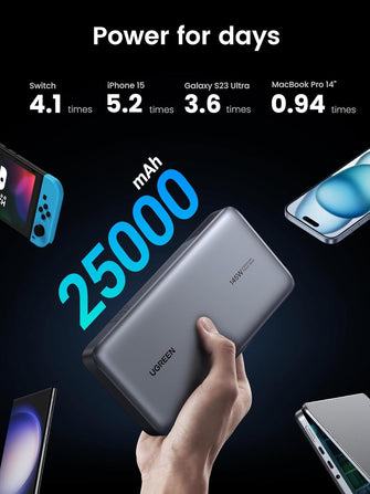 Buy UGREEN,UGREEN Nexode 140W 25000mAh Laptop Power Bank, Fast Charging, 3 USB-C Ports, Compatible with Dell, HP, ASUS, iPad, iPhone 16, Galaxy S24/S23, AirPods, & More - Gadcet UK | UK | London | Scotland | Wales| Near Me | Cheap | Pay In 3 | Portable Power Banks