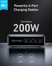 Anker Prime 200W 6-Port GaN Charging Station – 4 USB-C & 2 USB-A Fast Desktop Charger