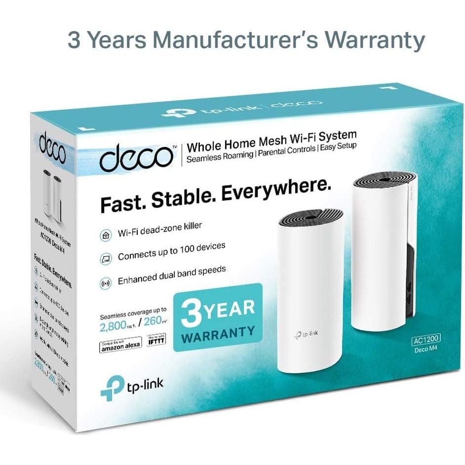 Buy TP-Link,TP-Link Deco M4 Whole Home Mesh Wi-Fi System, Seamless and Speedy Up To 2800 Sq ft coverage, Work with Amazon Echo/Alexa, Router and Wi-Fi Booster Replacement, Parent Control, Pack of 2 - Gadcet UK | UK | London | Scotland | Wales| Near Me | Cheap | Pay In 3 | Network Cards & Adapters