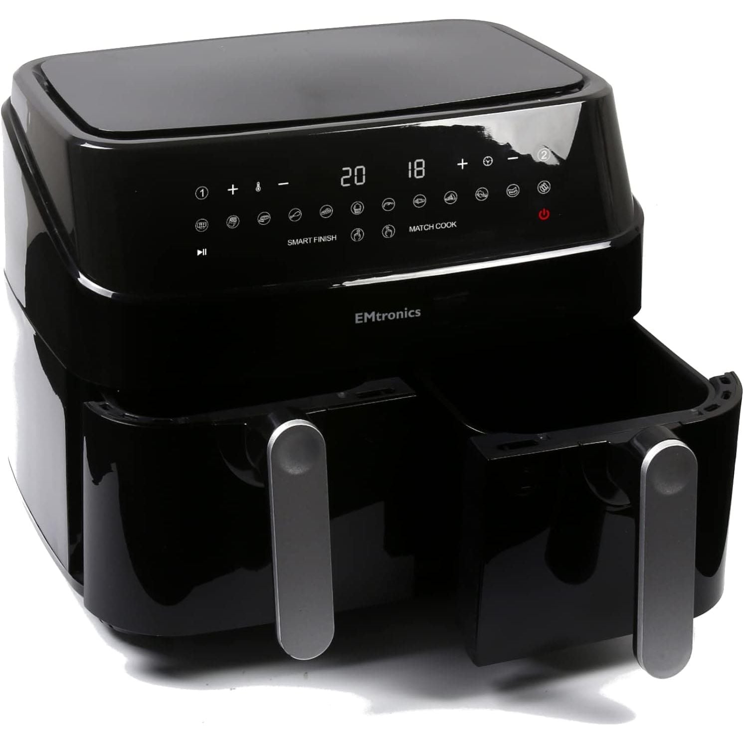 Buy EMtronics,EMtronics EMDAF9LD Dual Air Fryer Extra Large Family Size Double XL 9 Litre Digital with 12 Pre-Set Menus for Oil Free & Low Fat Healthy Cooking, 60-Minute Timer - Black - Gadcet UK | UK | London | Scotland | Wales| Ireland | Near Me | Cheap | Pay In 3 | Kitchen Appliances