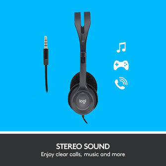 Buy Logitech,Logitech H111 Wired Headset, Stereo Headphones with Noise-Cancelling Microphone, 3.5 mm Audio Jack, PC/Mac/Laptop/Smartphone/Tablet - Black - Gadcet UK | UK | London | Scotland | Wales| Ireland | Near Me | Cheap | Pay In 3 | Headphones & Headsets