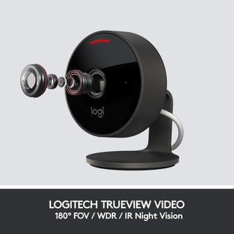 Buy Logitech,Logitech 961-000490 Circle View Weatherproof Wired Home Security Camera TrueView Video, 180° Wide Angle, 1080p HD, Night Vision, 2-Way Audio, Encrypted and Apple HomeKit Secure Video - Black - Gadcet UK | UK | London | Scotland | Wales| Near Me | Cheap | Pay In 3 | Surveillance Cameras