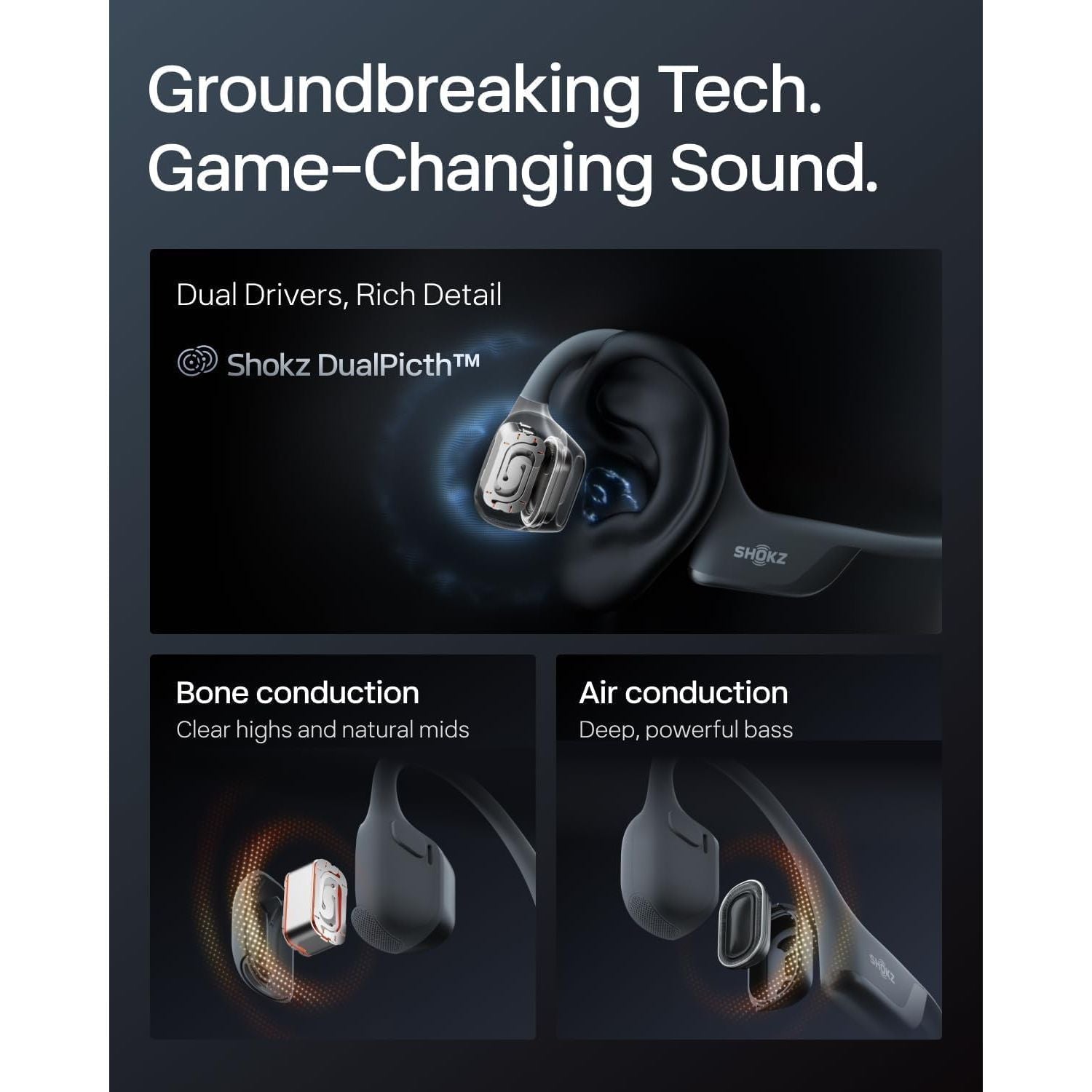 Buy SHOKZ,SHOKZ OpenRun Pro 2 Open-Ear Sport Headphones | DualPitch™ Air & Bone Conduction Audio, 12-Hour Battery & USB-C Charging - Gadcet UK | UK | London | Scotland | Wales| Near Me | Cheap | Pay In 3 | Headphones & Earphones
