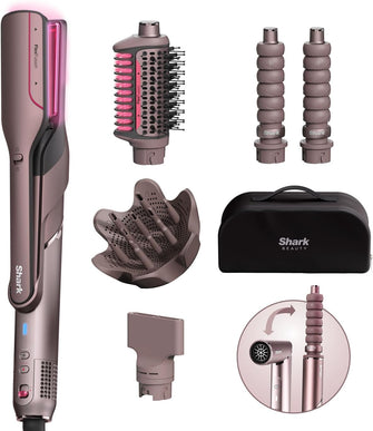 Shark FlexFusion Multi-Styler (HD652SUK) – Hair Dryer & Ceramic Straightener with 5 Attachments, No Heat Damage, Scalp Shield & Storage Case – Cosmic Blush