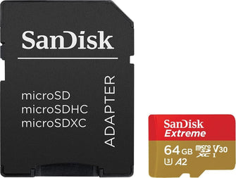 Buy Sandisk,SanDisk 64GB Extreme microSDXC card for Action Cams and Drones + SD adapter + RescuePRO Deluxe, up to 170 MB/s, with A2 App Performance, UHS-I , Class 10, U3, V30 - Gadcet UK | UK | London | Scotland | Wales| Near Me | Cheap | Pay In 3 | Flash Memory Cards