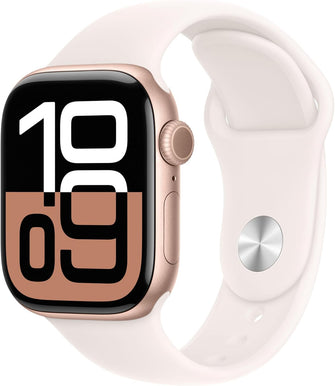 Apple Watch Series 10 – GPS, 42mm Smartwatch, Rose Gold Aluminium Case, Light Blush Sport Band (S/M), Water Resistant, Always-On Retina Display