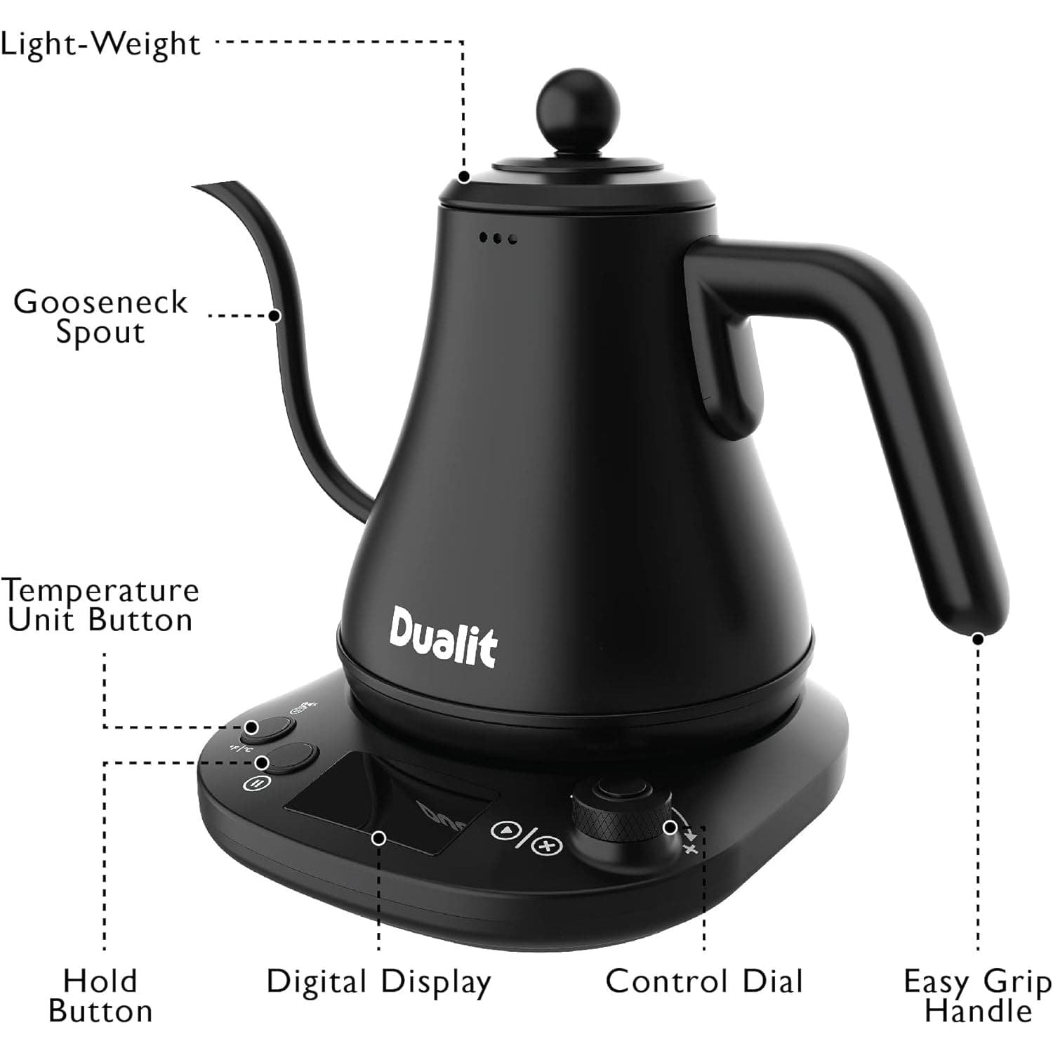 Buy DUALIT,Dualit Pour Over Fast Boil Electric Kettle - Matt Black -Gooseneck Precision Spout - Digital Display Screen - Highly Energy Efficient 800ml Capacity - 72960 - Gadcet UK | UK | London | Scotland | Wales| Ireland | Near Me | Cheap | Pay In 3 | Electric Kettles