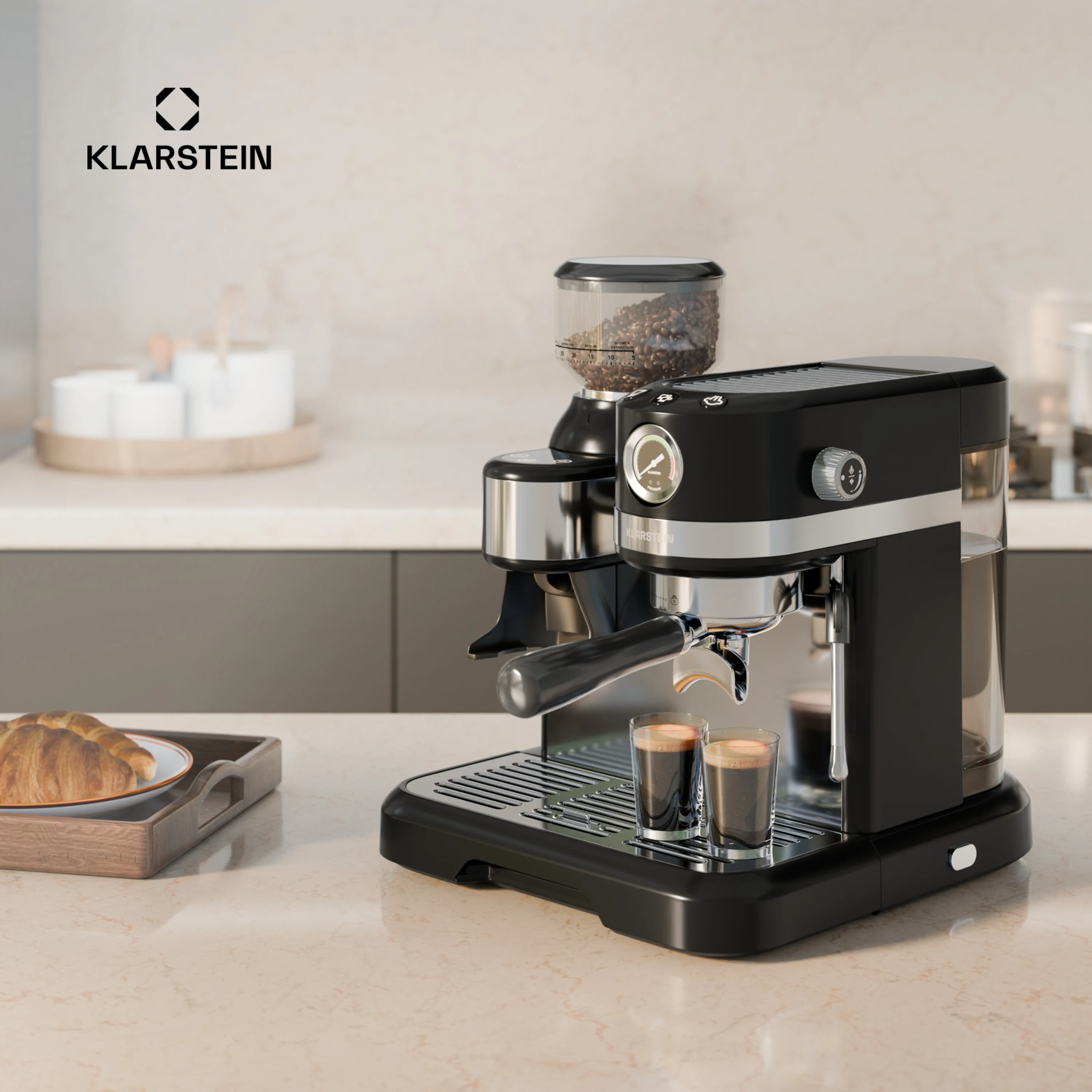 Buy Cashify Tech Ltd,KLARSTEIN Bella Café Espresso Machine – 19-Bar, 1550W, Built-in Grinder, Milk Frother, 1.4L Water Tank, 2 Cup Inserts, Thermo Block Heating, Black, Barista-Quality Coffee - Gadcet UK | UK | London | Scotland | Wales| Near Me | Cheap | Pay In 3 | Coffee Makers & Espresso Machines