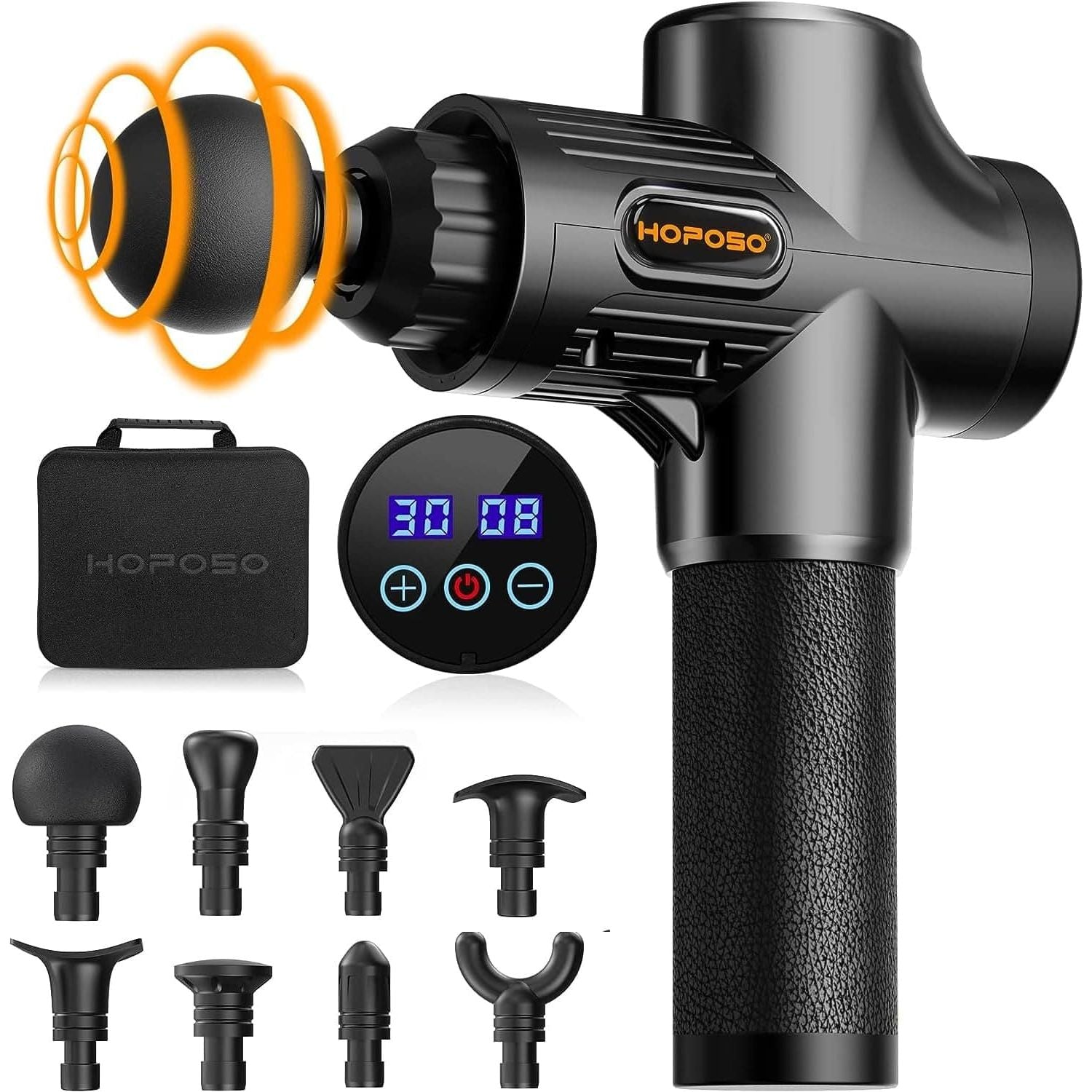 HOPOSO Deep Tissue Massage Wireless Gun - Black - 1