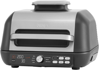 Ninja Foodi MAX PRO Health Grill, Flat Plate & Air Fryer [AG651UK] 7 Cooking Functions, 2 Grill Plates, 3.8L [Silver/Black] - 1