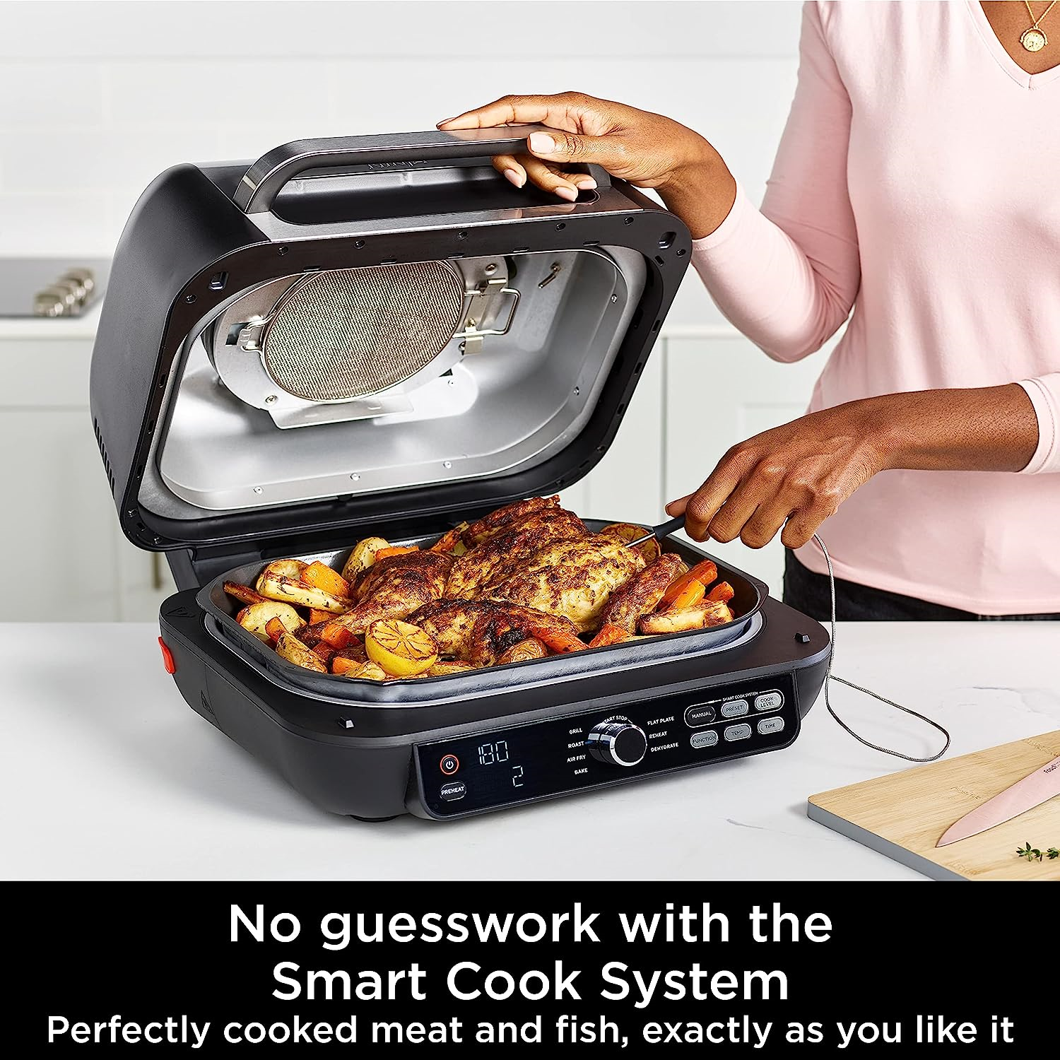 Ninja Foodi MAX PRO Health Grill, Flat Plate & Air Fryer [AG651UK] 7 Cooking Functions, 2 Grill Plates, 3.8L [Silver/Black] - 5
