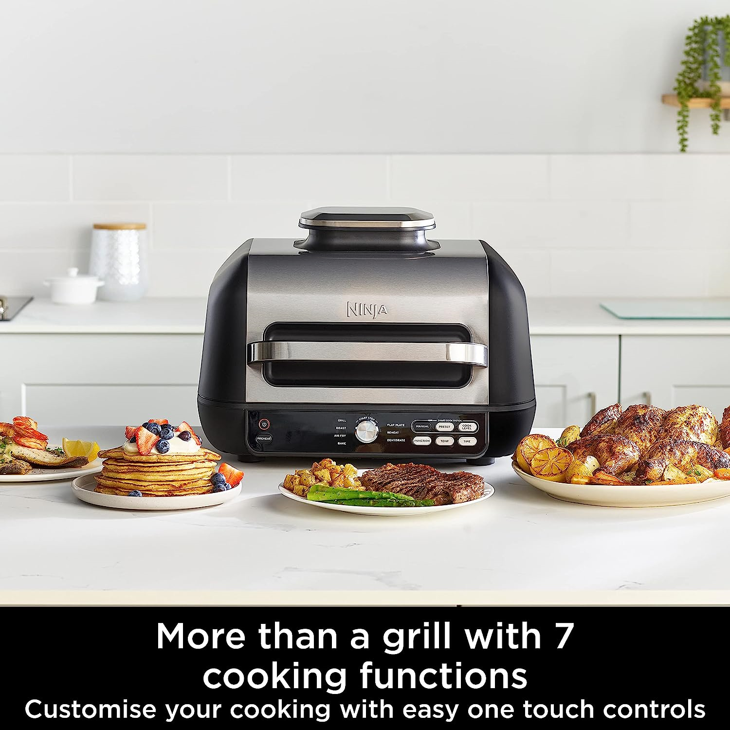 Ninja Foodi MAX PRO Health Grill, Flat Plate & Air Fryer [AG651UK] 7 Cooking Functions, 2 Grill Plates, 3.8L [Silver/Black] - 2
