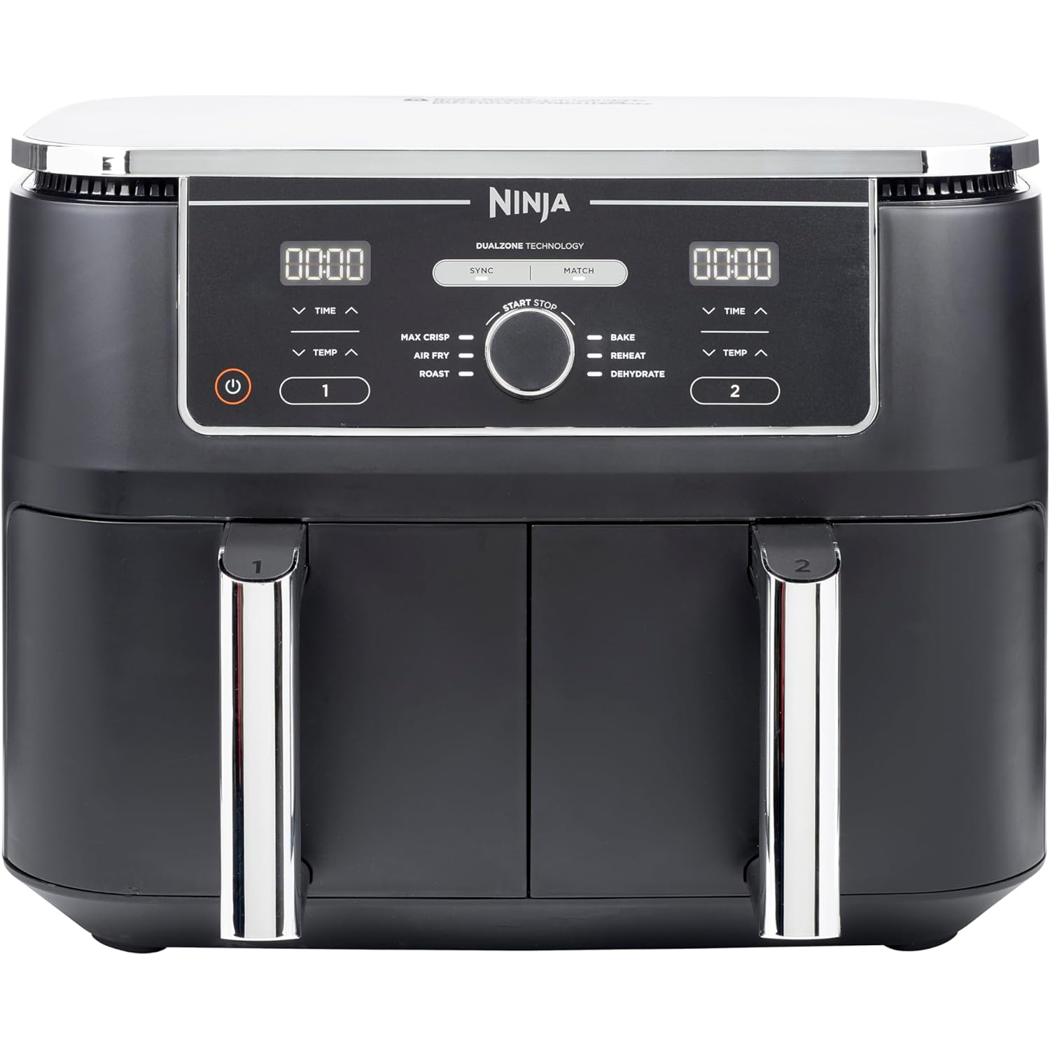 Ninja [AF400UK] Foodi MAX Dual Zone Digital Air Fryer, 2 Drawers, 9.5L, 6-in-1, Uses No Oil, Air Fry, Max Crisp, Roast, Bake, Reheat, Dehydrate, Cook 8 Portions, Non-Stick Dishwasher Safe Baskets [Black] - 1