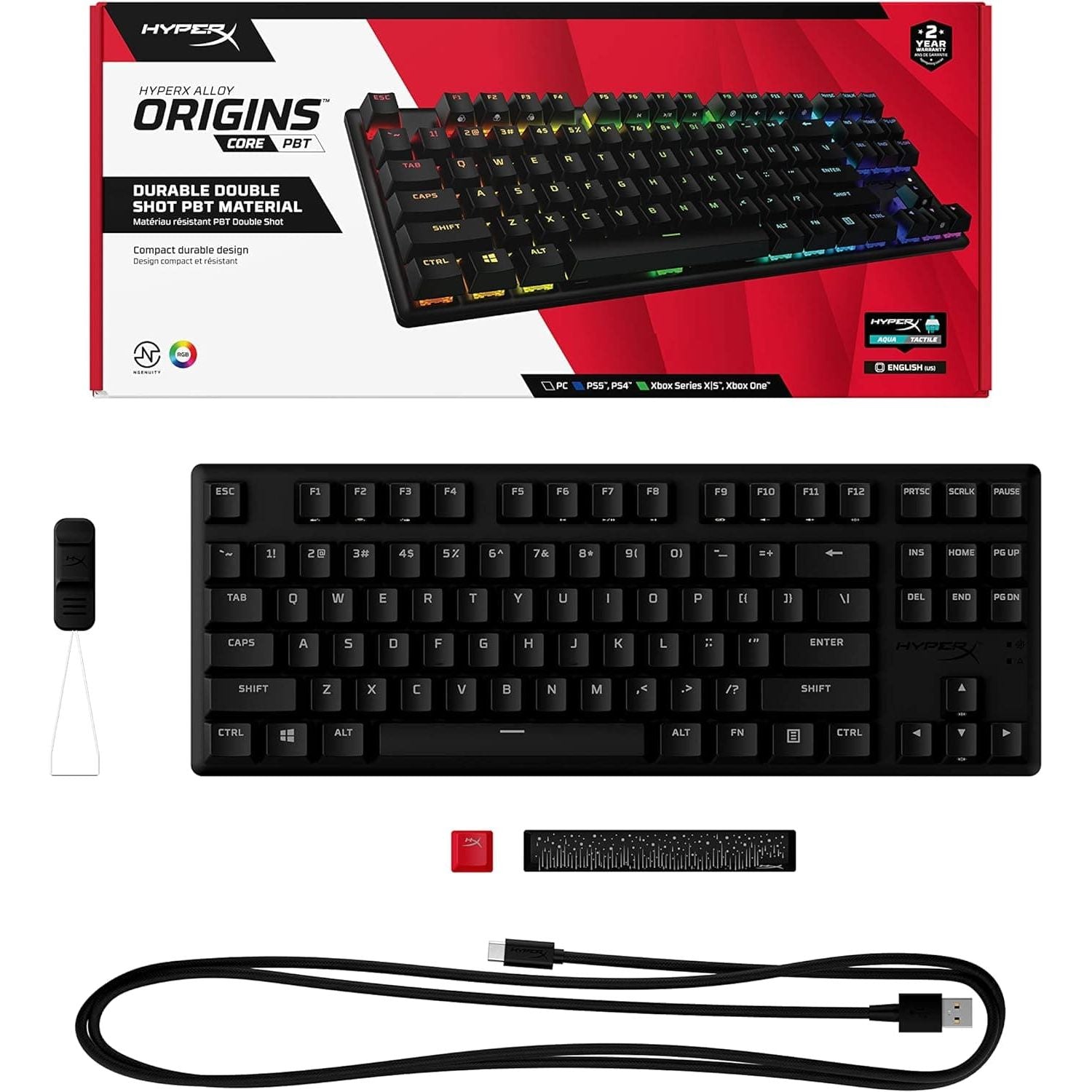HyperX Alloy Origins 60 Petite 60% Form Factor [UK Layout] Double Shot PBT Keycaps - 7