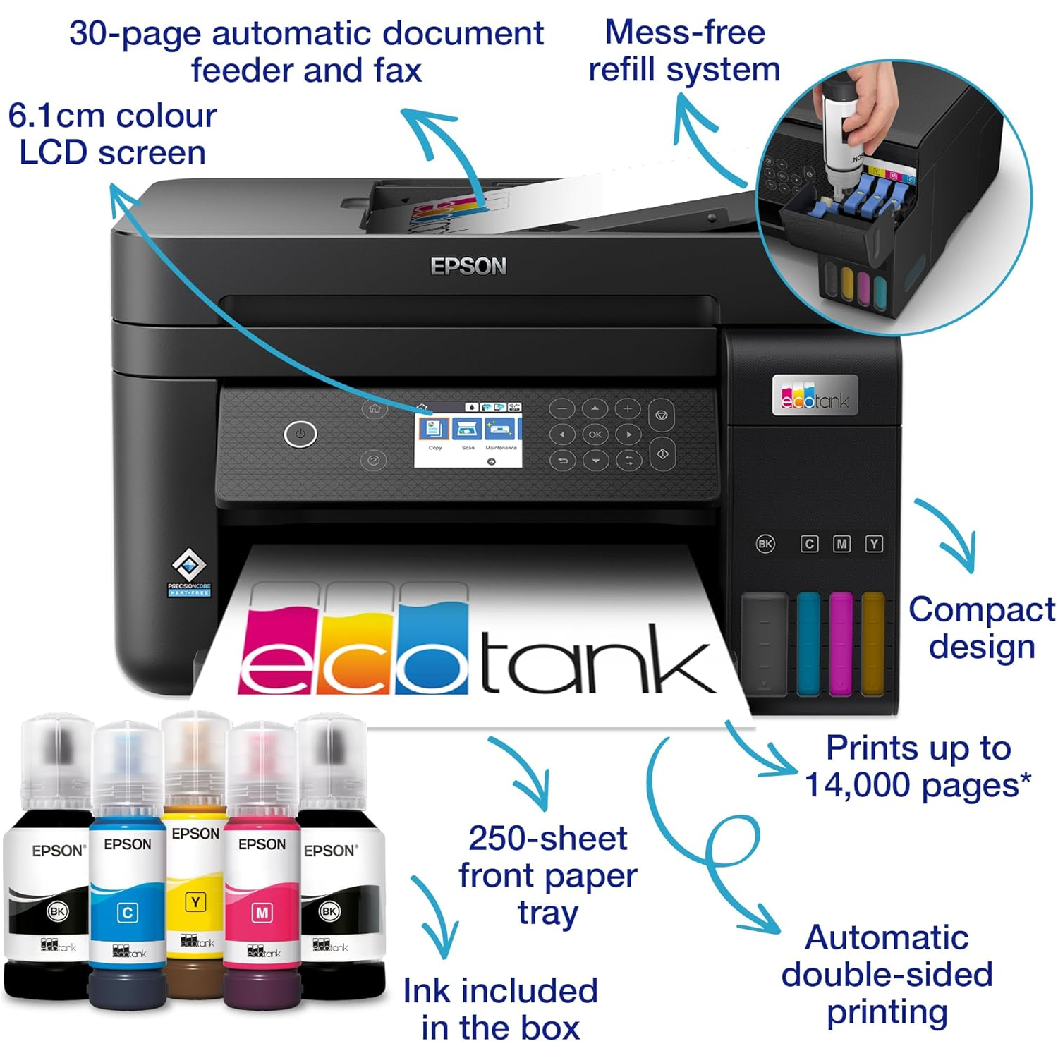 Epson EcoTank ET-3850 Wireless Inkjet Printer - 3