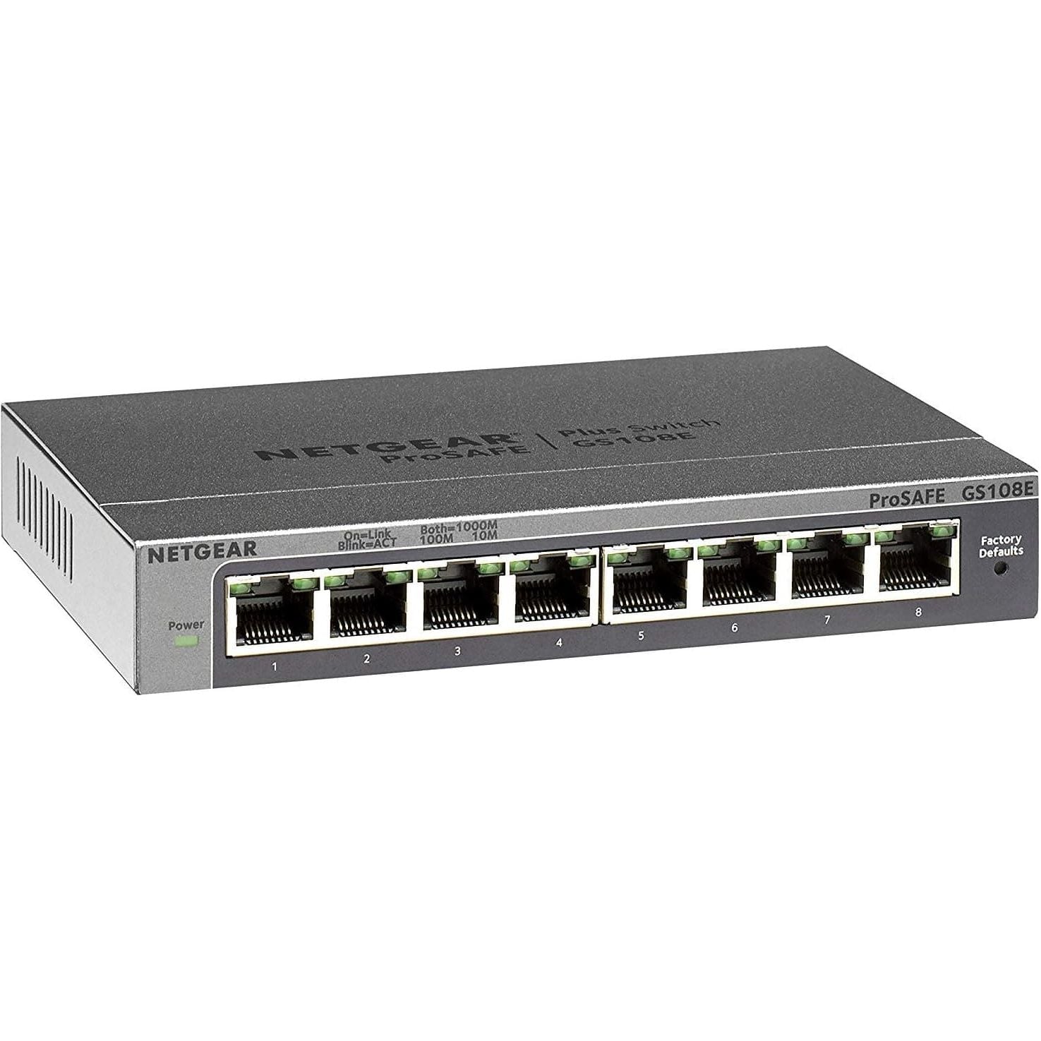 NETGEAR GS108E 8-Port Ethernet Plus Switch, Gigabit Switch with Desktop or Wall Mounting Options and Limited Lifetime Support - 1