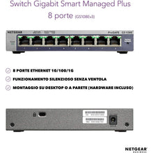 NETGEAR GS108E 8-Port Ethernet Plus Switch, Gigabit Switch with Desktop or Wall Mounting Options and Limited Lifetime Support - 2