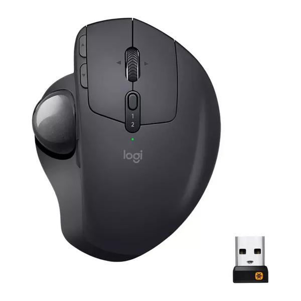 Logitech MX Ergo Wireless Trackball Mouse, Bluetooth Or 2.4GHz with Unifying USB-Receiver, Adjustable Trackball Angle, Precision Scroll-Wheel, USB-C Charging Battery, PC/ Mac/ iPad OS - Black - 1