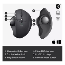 Logitech MX Ergo Wireless Trackball Mouse, Bluetooth Or 2.4GHz with Unifying USB-Receiver, Adjustable Trackball Angle, Precision Scroll-Wheel, USB-C Charging Battery, PC/ Mac/ iPad OS - Black - 6