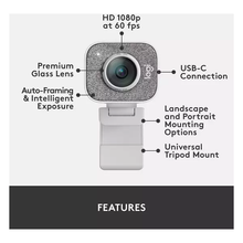 Logitech StreamCam – Live Streaming Webcam for Youtube and Twitch, Full 1080p HD 60fps, USB-C Connection, AI-enabled Facial Tracking, Auto Focus, Vertical Video - OFF WHITE - 6