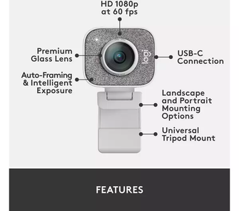 Logitech StreamCam – Live Streaming Webcam for Youtube and Twitch, Full 1080p HD 60fps, USB-C Connection, AI-enabled Facial Tracking, Auto Focus, Vertical Video - OFF WHITE - 6