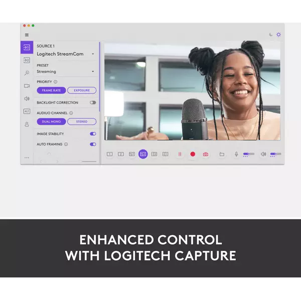 Logitech StreamCam – Live Streaming Webcam for Youtube and Twitch, Full 1080p HD 60fps, USB-C Connection, AI-enabled Facial Tracking, Auto Focus, Vertical Video - OFF WHITE - 8