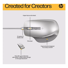 HP 930 Creator Mouse - 7 Programmable buttons, rechargeable, connect up to three devices with wireless or Bluetooth, fast charge, hyper-fast scroll whelver - 7