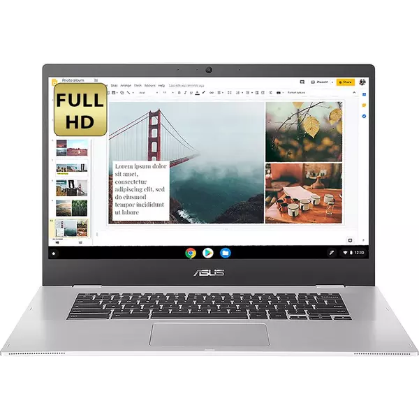 ASUS CX1 15.6" Chromebook - Intel® Celeron®, 128 GB eMMC, Silver - 1