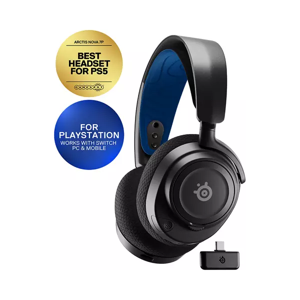 SteelSeries Arctis Nova 7P PS, PC, Switch Gaming Headset [Black & Blue] - 2
