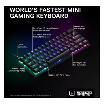 STEELSERIES Apex Pro Mini Mechanical Gaming Keyboard (UK Layout) [Black] - 3
