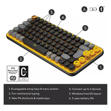 LOGITECH POP Keys Wireless Mechanical Keyboard [Blast Yellow] - 6