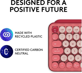 Logitech Pop Keys keyboard RF Wireless + Bluetooth QWERTY UK English Burgundy, Pink, Rose - 3
