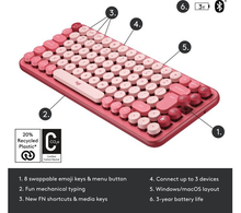 Logitech Pop Keys keyboard RF Wireless + Bluetooth QWERTY UK English Burgundy, Pink, Rose - 2