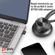 Poly - Voyager 4320 UC Wireless Headset + Charge Stand (Plantronics) - Headphones w/ Mic - Connect to PC/Mac via USB-A Bluetooth Adapter, Cell Phone via Bluetooth-Works w/ Teams (Certified), Zoom&More - 3